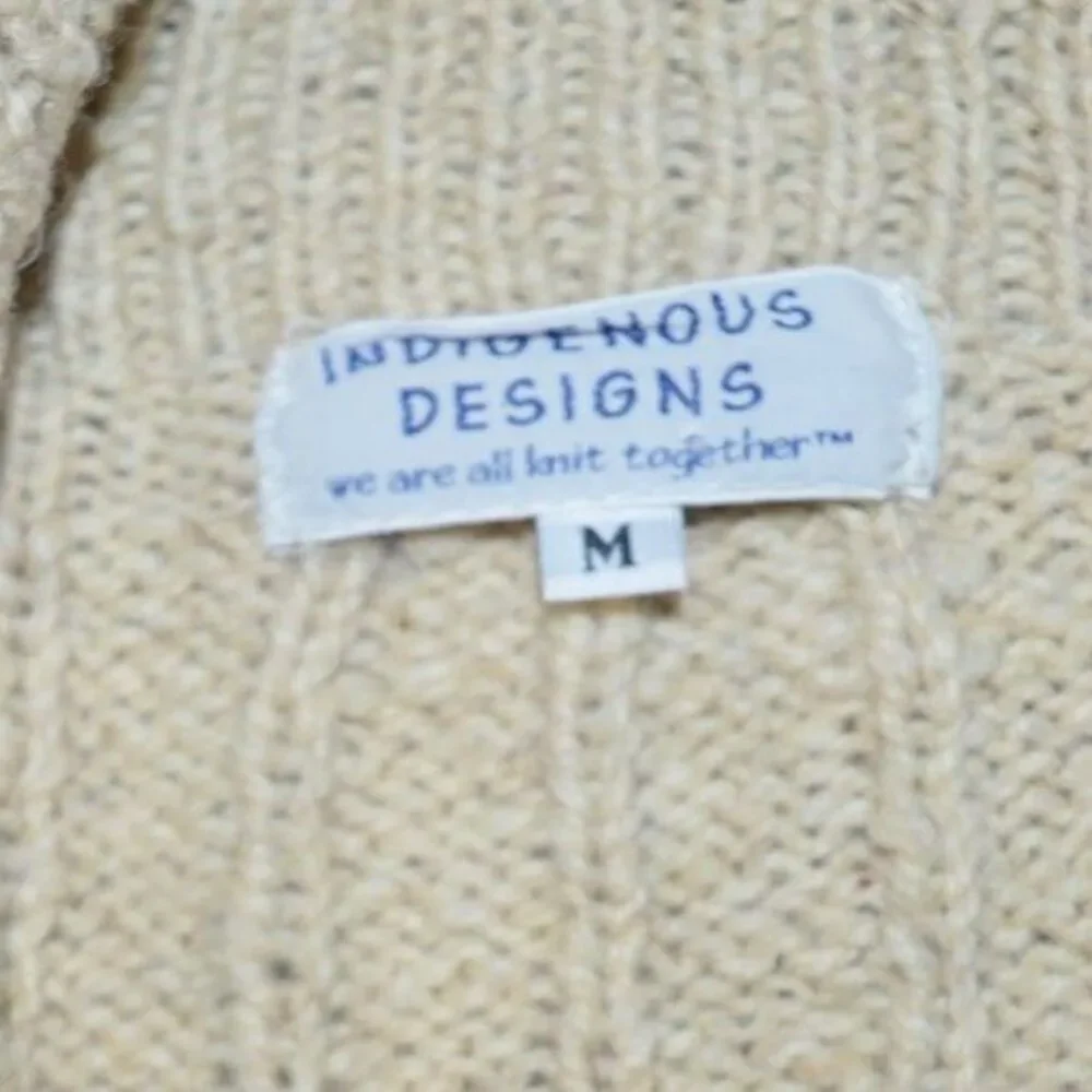 Indigenous Designs Vintage Wool Cardigan Womens Medium Embroidered Hand Knit